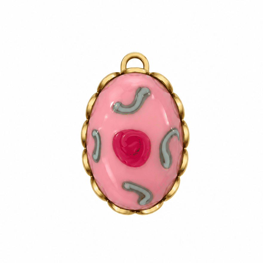 Pink Floral Cabochon Charm