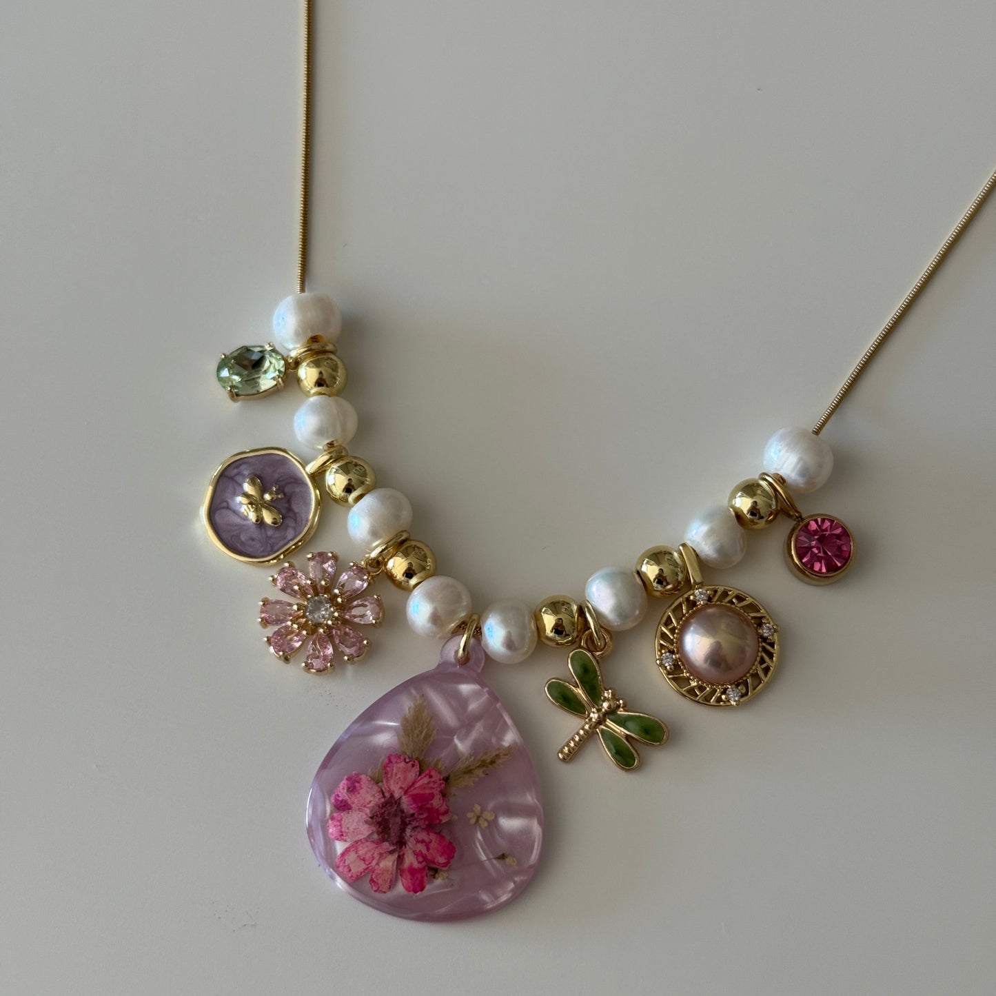 Katrina Pearl Charm Necklace