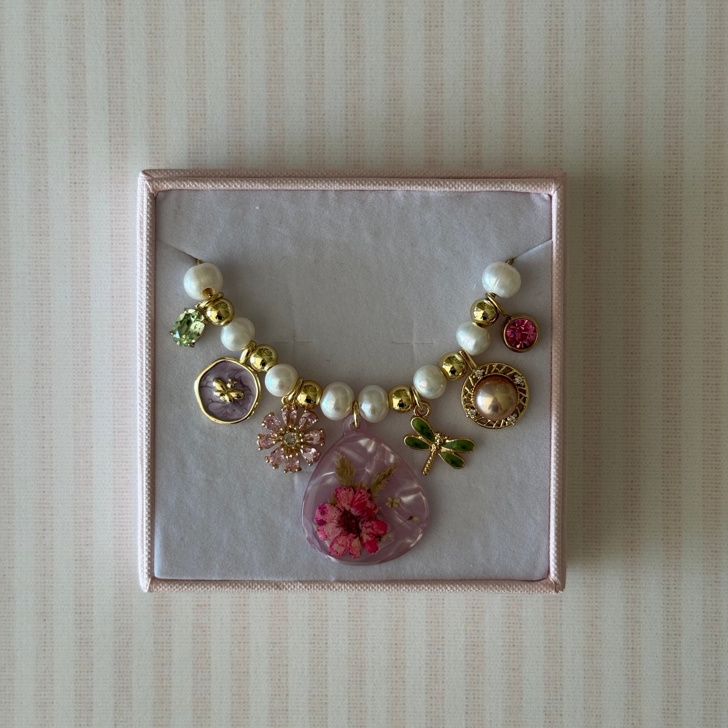 Katrina Pearl Charm Necklace