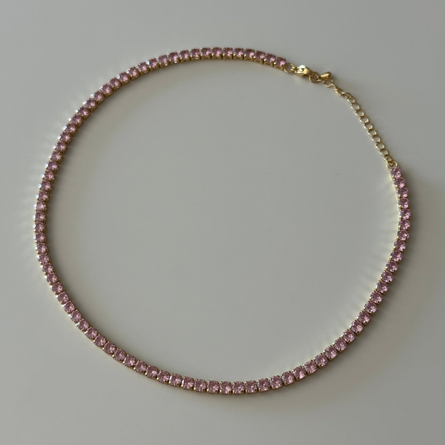 Pink Tennis Necklace