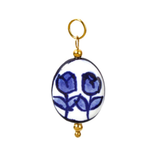 Blue Painted Tulips Charm
