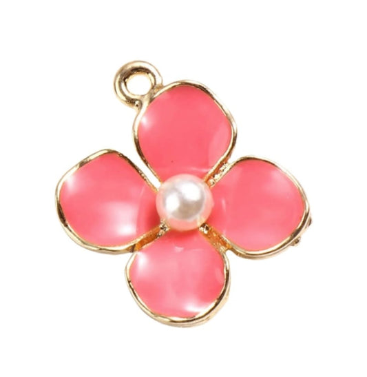 Coral Pearly Flower Charm