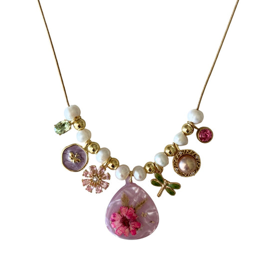 Katrina Pearl Charm Necklace