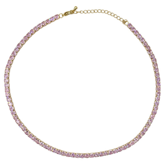 Pink Tennis Necklace