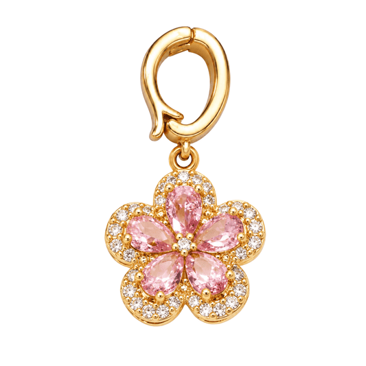 Pink Rhinestone Flower Charm