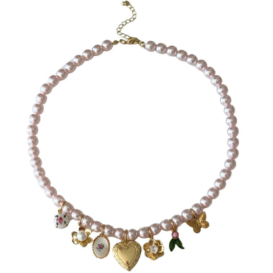 Caroline Pearl Charm Necklace