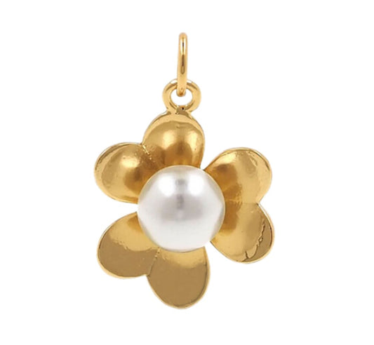 Gold Pearl Flower Charm