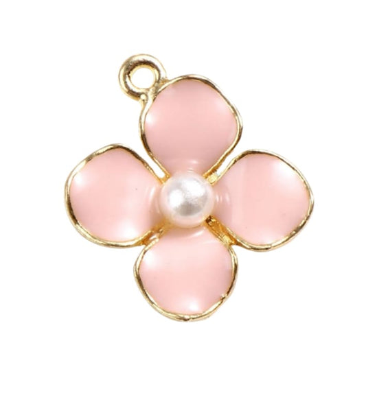 Pink Pearly Flower Charm