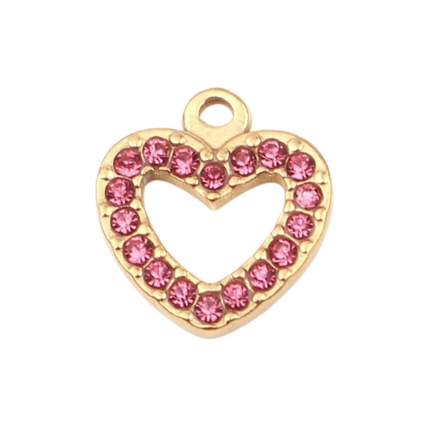 Pink Rhinestone Heart Charm
