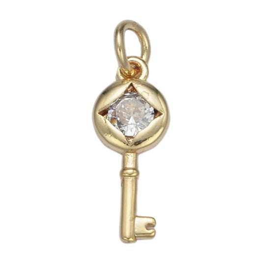 Dainty Rhinestone Key Charm