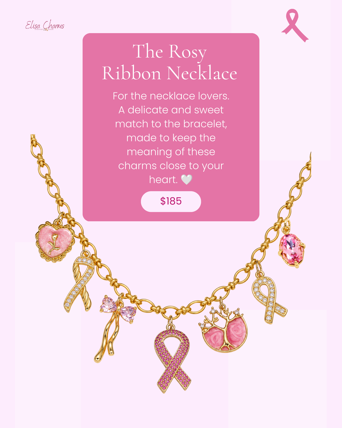 Rosy Ribbon Necklace