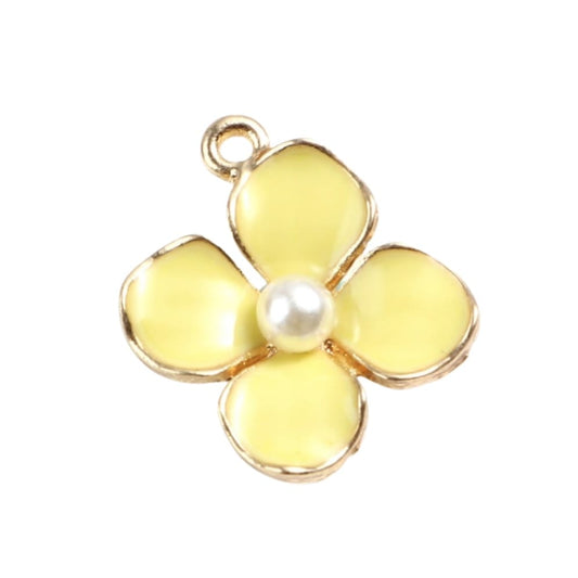 Yellow Pearly Flower Charm