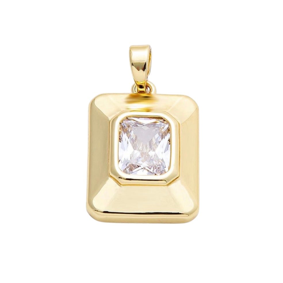 Bezel Emerald Cut Pendant - Elisa Charms