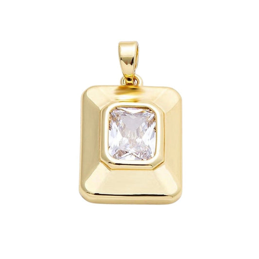 Bezel Emerald Cut Pendant - Elisa Charms