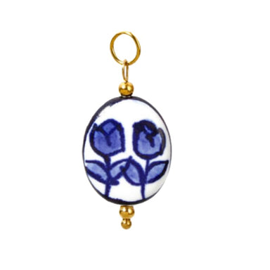 Blue Painted Tulips Charm