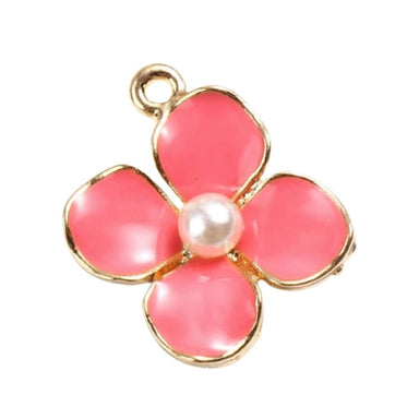 Coral Pearly Flower Charm