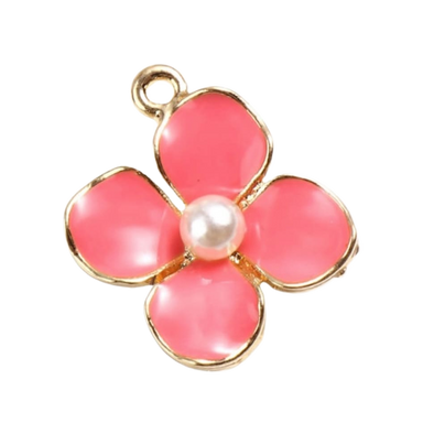 Coral Pearly Flower Charm