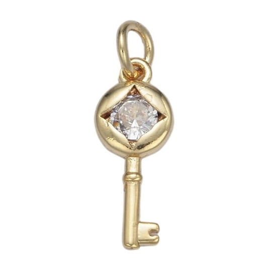 Dainty Rhinestone Key Charm - Elisa Charms