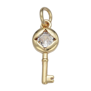 Dainty Rhinestone Key Charm