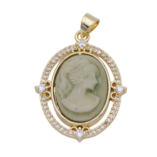 Green Cameo Pendant - Elisa Charms