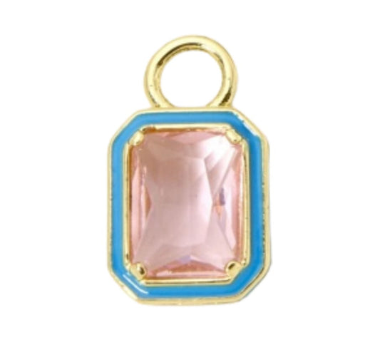 Pink & Blue Bezel Gem Charm - Elisa Charms