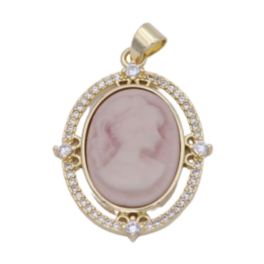 Pink Cameo Pendant - Elisa Charms