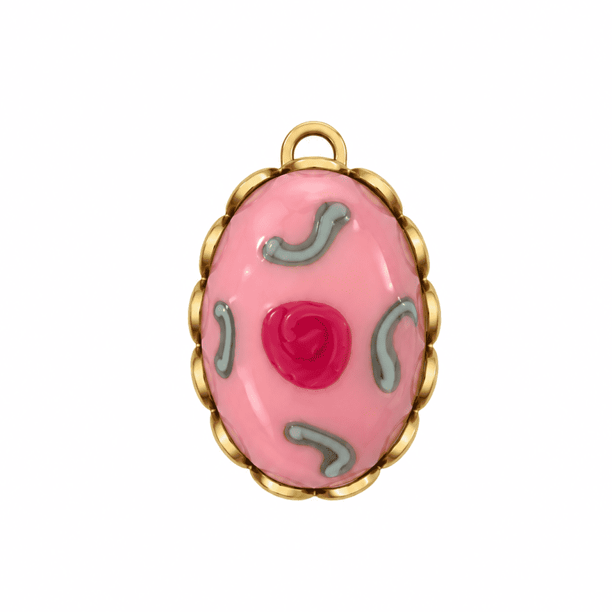 Pink Floral Cabochon Charm - Elisa Charms