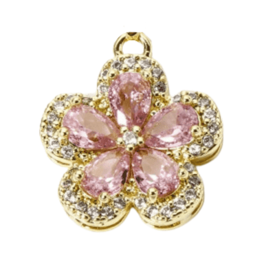 Pink Rhinestone Flower Charm