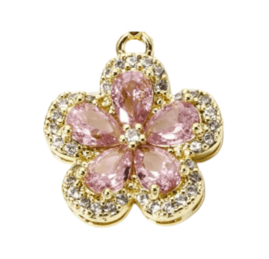 Pink Rhinestone Flower Charm - Elisa Charms