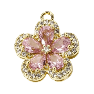 Pink Rhinestone Flower Charm