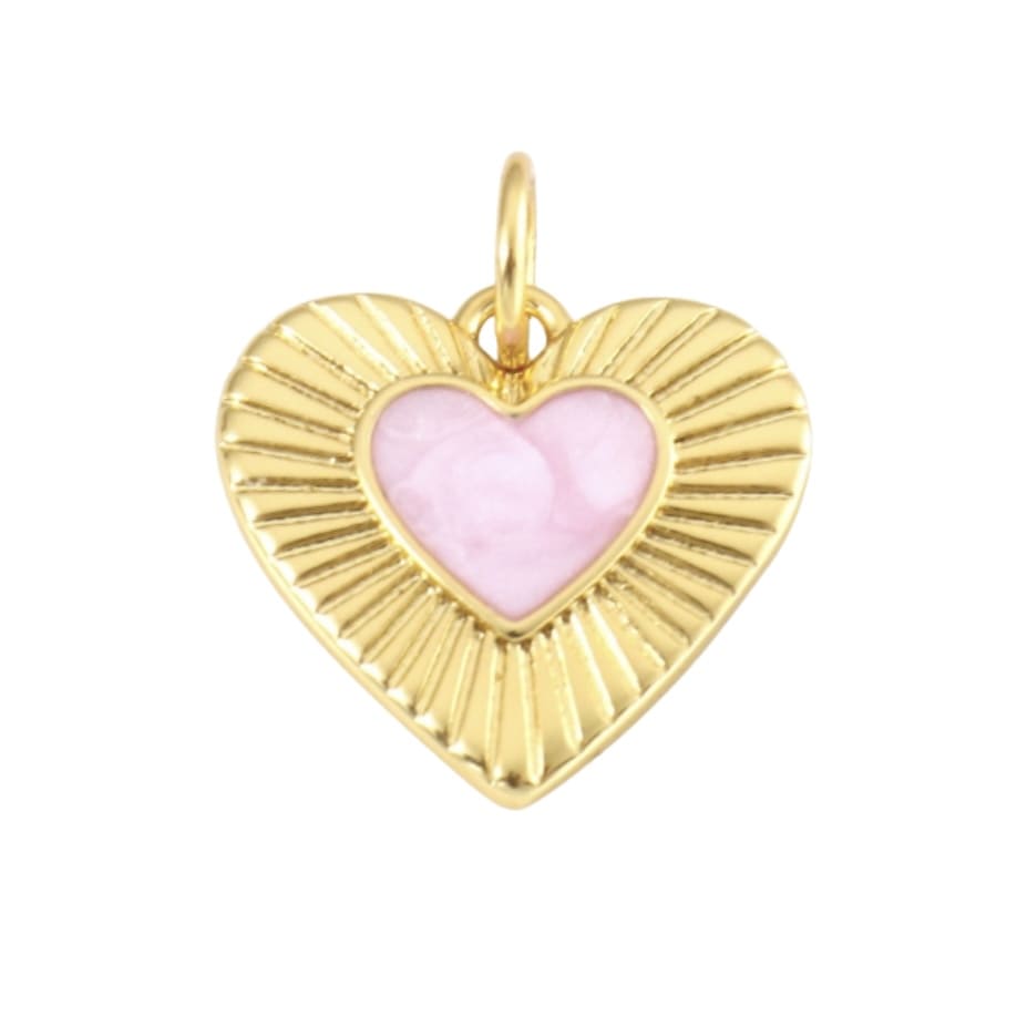 Pink Starburst Heart Charm - Elisa Charms