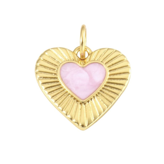 Pink Starburst Heart Charm - Elisa Charms