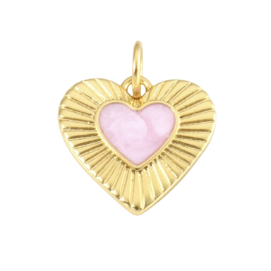 Pink Starburst Heart Charm