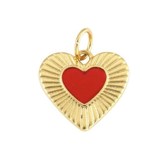Red Starburst Heart Charm - Elisa Charms