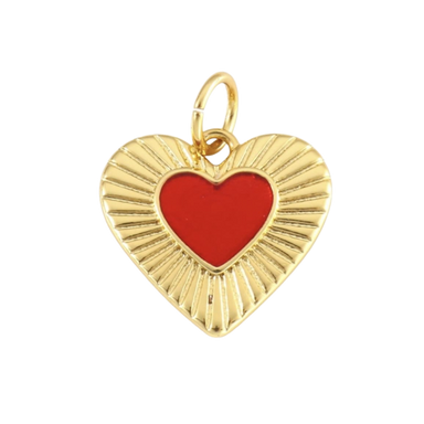Red Starburst Heart Charm