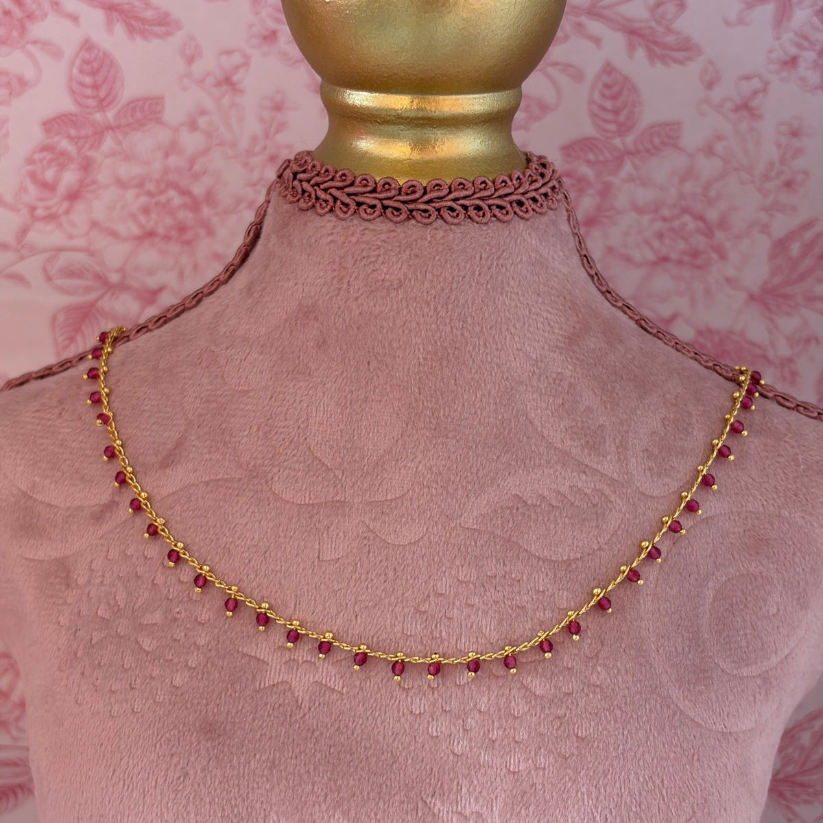 Ruby Droplet Necklace - Elisa Charms