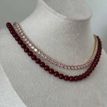 Ruby Pearl Necklace - Elisa Charms