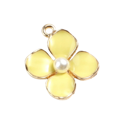 Yellow Pearly Flower Charm